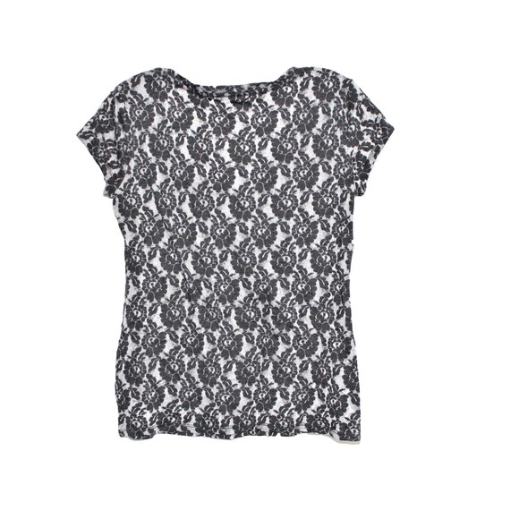 New York and Co Women's M Fitted Knit Top T Shirt Blouse Black and Grey - Picture 3 of 3